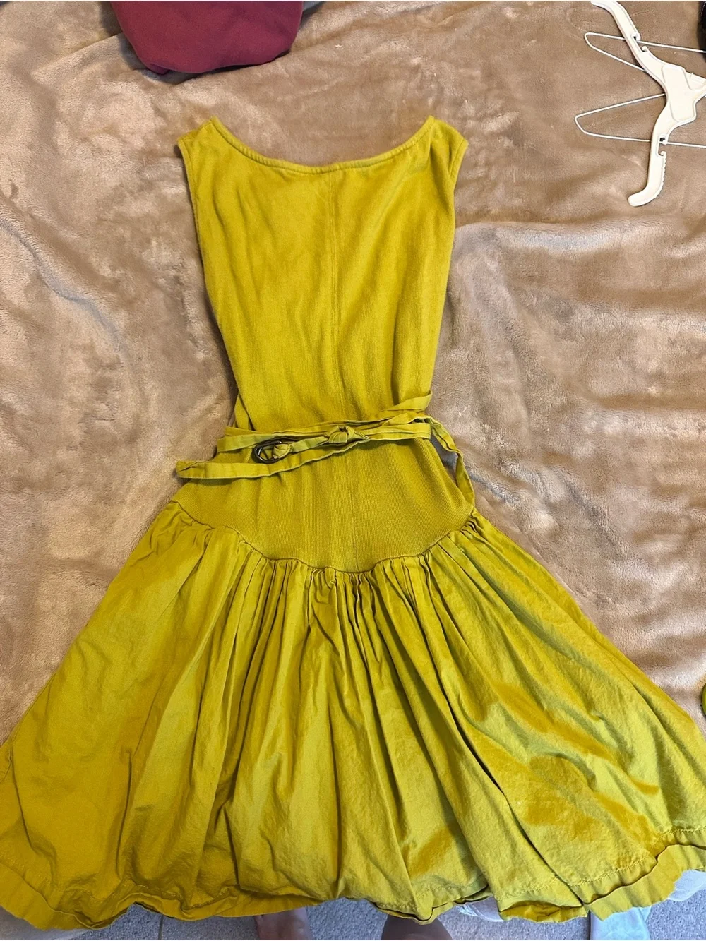 Free People Lime Green Sleeveless Fit-and-Flare Mini Dress
